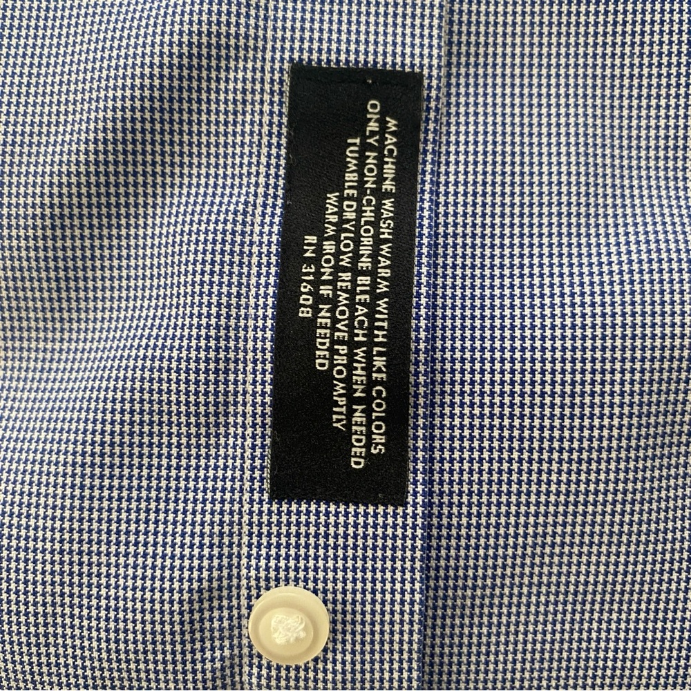 Jos. A. Bank Men's Long Sleeve Shirt Blue/White Check Size 16-33 - EUC - Picture 7 of 7